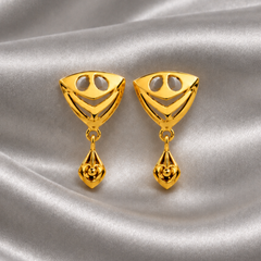 Golden Triangular Bead Drop Earrings