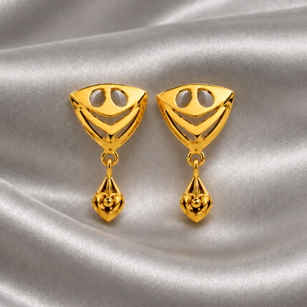 Golden Triangular Bead Drop Earrings