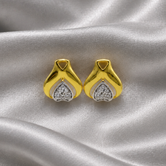 Two-Tone Golden Heart CZ Studs