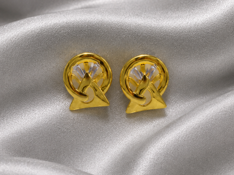 Golden Ribbon Swirl Studs