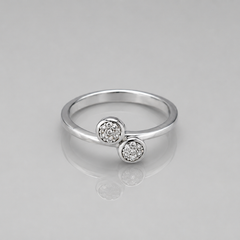 Silver Twin Pave Disc Ring
