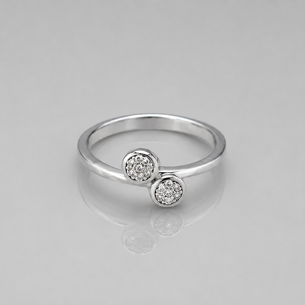 Silver Twin Pave Disc Ring