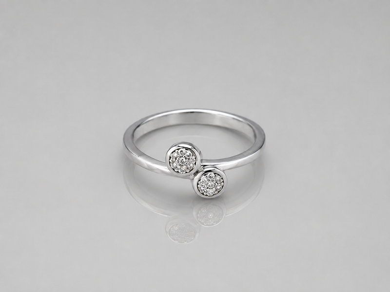 Silver Twin Pave Disc Ring
