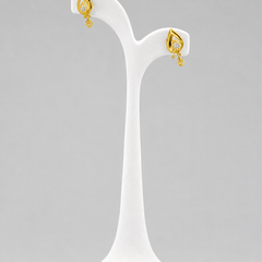 Golden CZ Leaf Drop Earrings