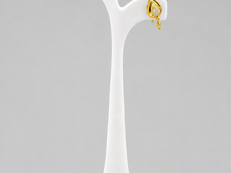 Golden CZ Leaf Drop Earrings
