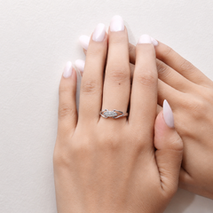 Silver Pave Marquise Bar Ring