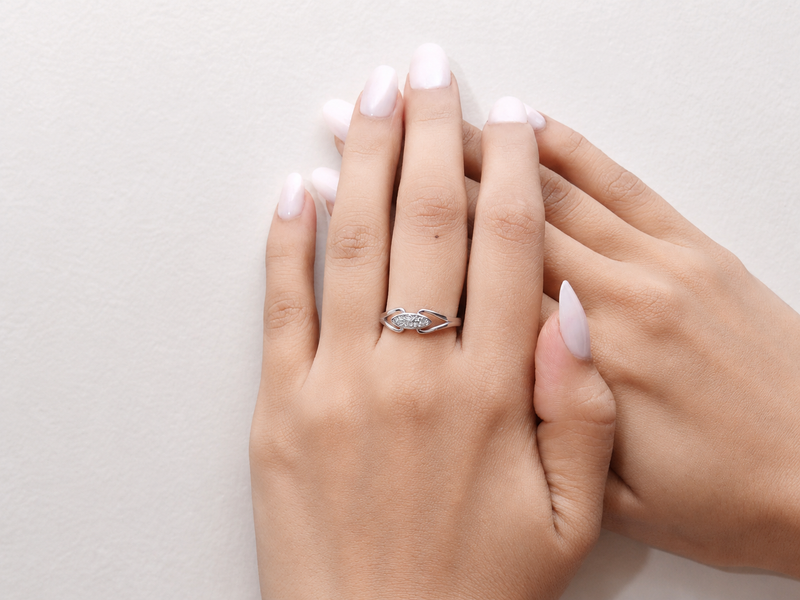 Silver Pave Marquise Bar Ring