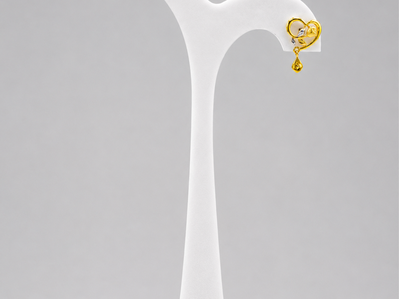 Golden Open Heart Teardrop Drop Earrings