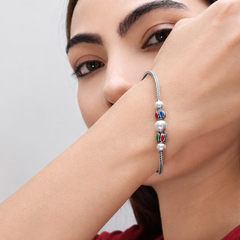Silver Tricolour Bead Bracelet