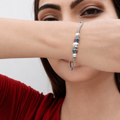Silver Tricolour Bead Bracelet