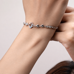 Silver Blue Floral Link Bracelet