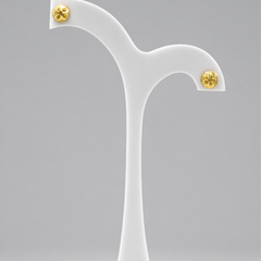 Golden Puffed Flower Dome Studs