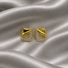 Two-Tone Golden Paisley Drop-Shape Studs