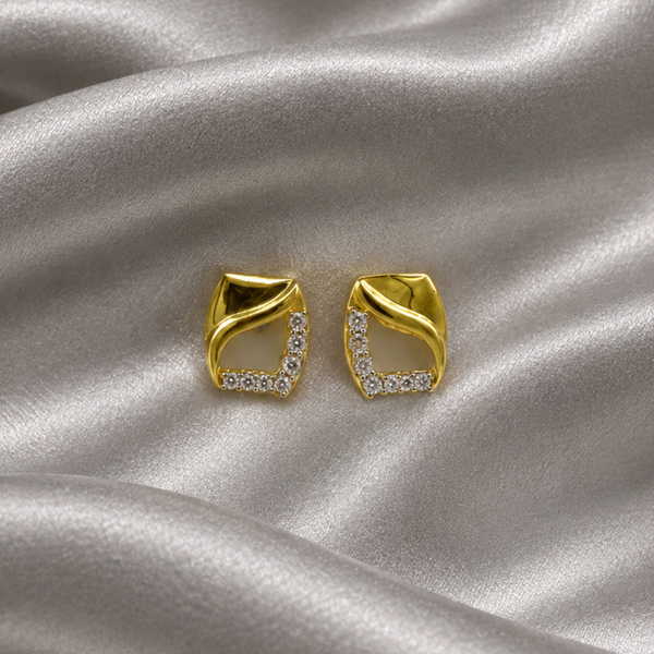 Two-Tone Golden Paisley Drop-Shape Studs
