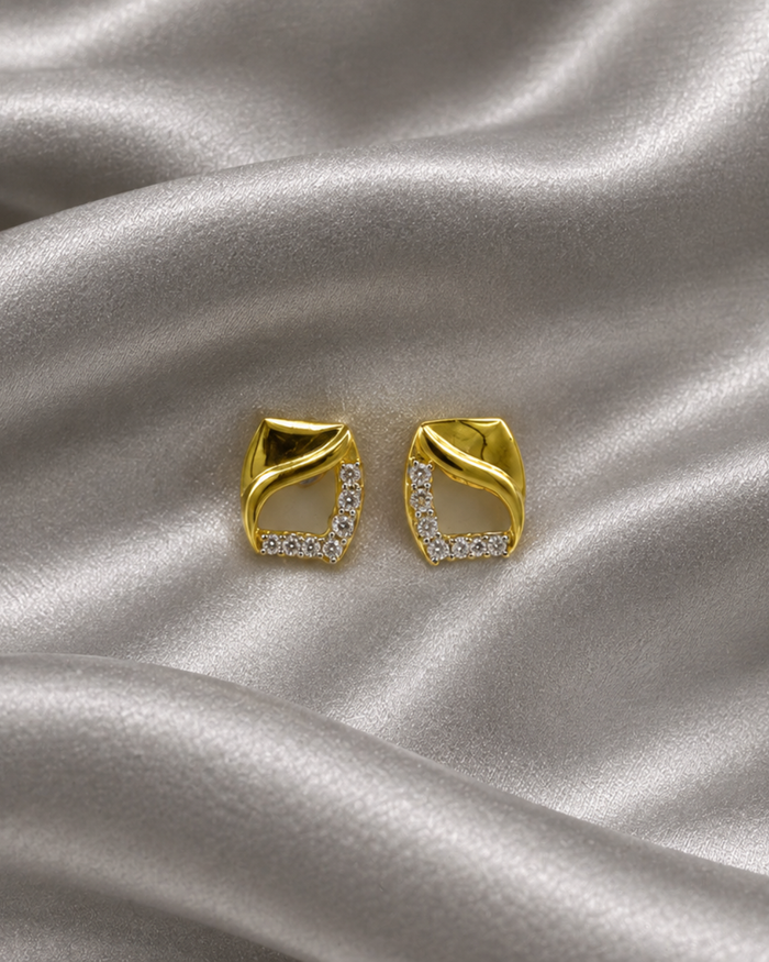 Two-Tone Golden Paisley Drop-Shape Studs