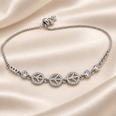 Silver Round Halo Station Bracelet