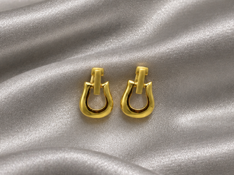 Two-Tone Golden Buckle Knot Studs