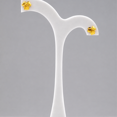 Golden Three-Petal Flower Studs