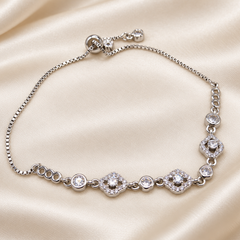 Silver Round Halo Tennis Bracelet