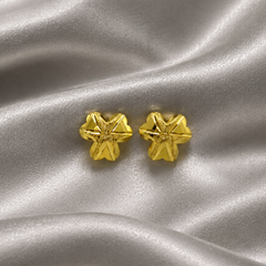 Golden Three-Petal Flower Studs