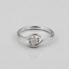 Silver Pave Cluster Circle Wave Ring