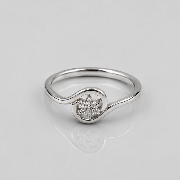 Silver Pave Cluster Circle Wave Ring