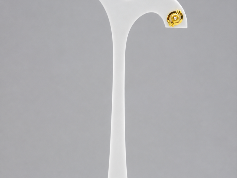 Golden Round Disc CZ Centre Studs