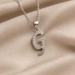 Silver Pave G Initial Pendant