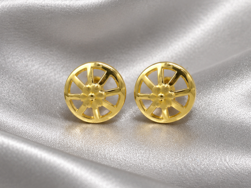 Golden Pinwheel Disc Studs