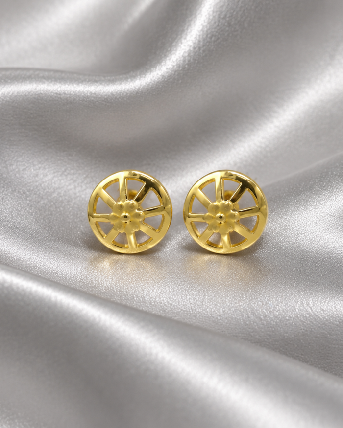 Golden Pinwheel Disc Studs