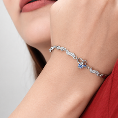 Silver Blue Flower Infinity Bracelet