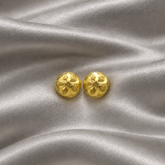 Golden Puffed Flower Dome Studs