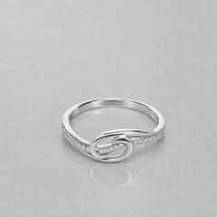 Silver Open Love Knot Pave Ring