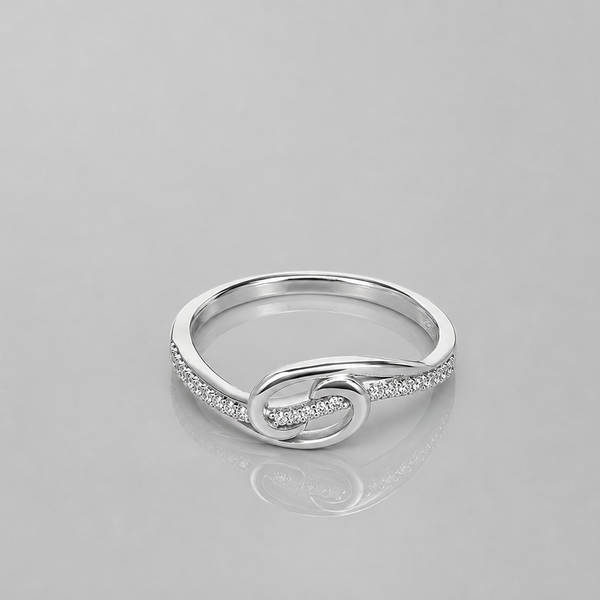 Silver Open Love Knot Pave Ring