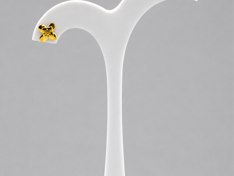 Golden Four-Petal Textured Studs