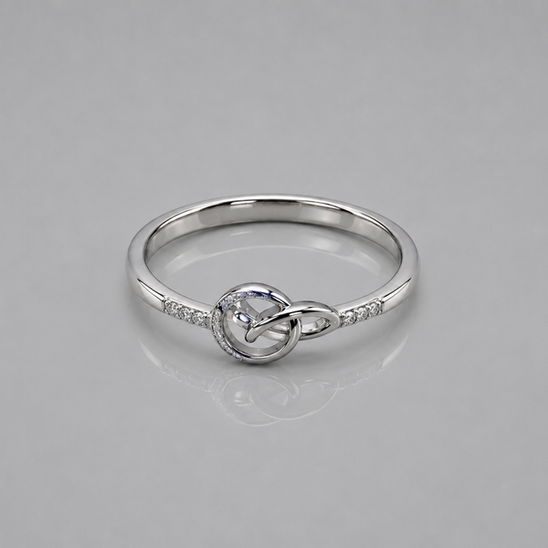 Silver Pave Love Knot Ring