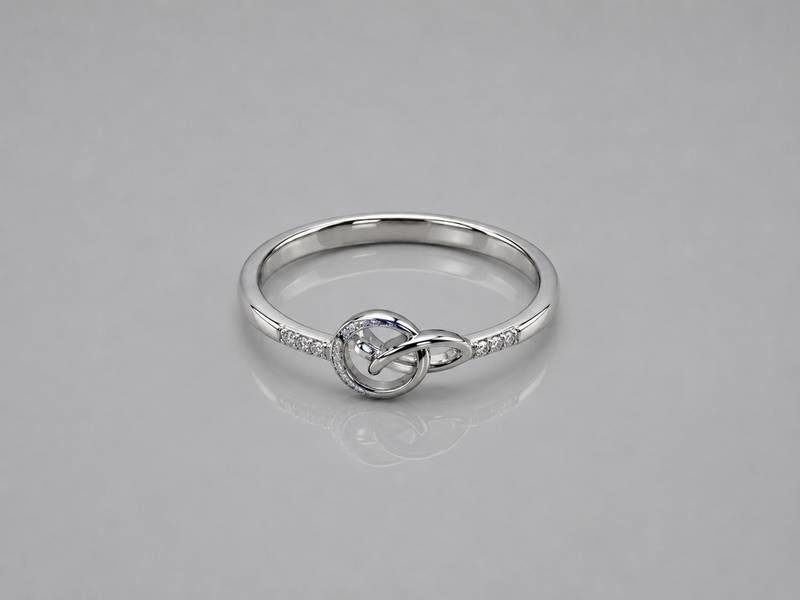Silver Pave Love Knot Ring