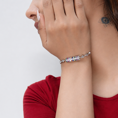 Silver Rainbow Leaf Bracelet