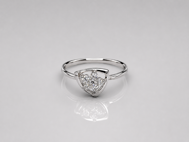 Silver Pave Trefoil Cluster Ring