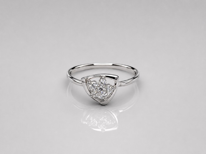 Silver Pave Trefoil Cluster Ring