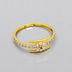 Golden CZ Line Band Ring