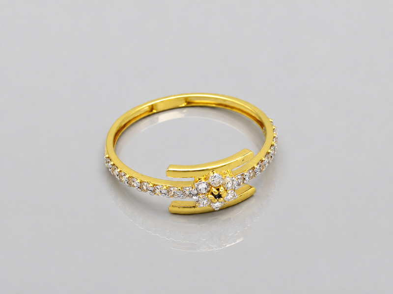 Golden CZ Line Band Ring