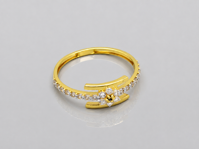 Golden CZ Line Band Ring