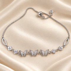 Silver Butterfly Crystal Bracelet