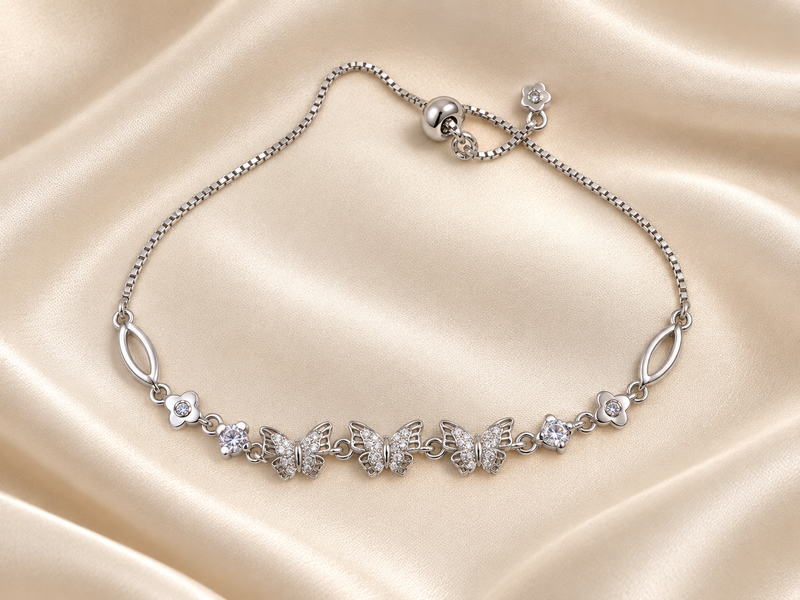 Silver Butterfly Crystal Bracelet