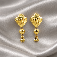 Golden Shell Fan Bead Drop Earrings