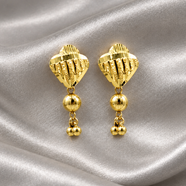Golden Shell Fan Bead Drop Earrings