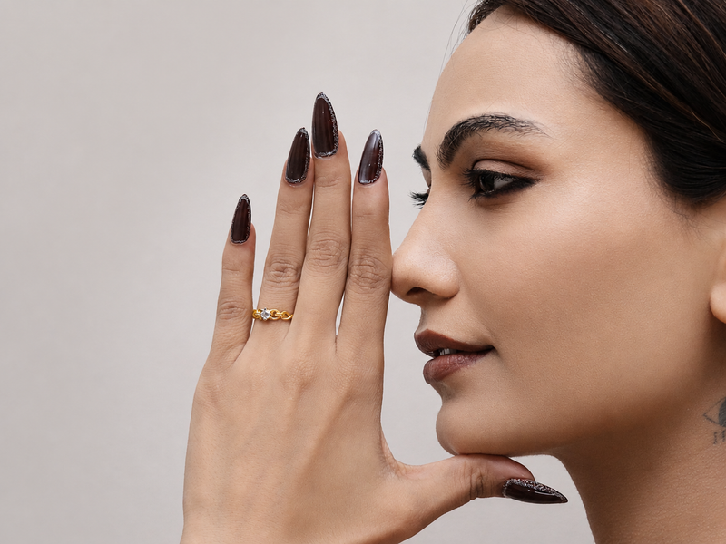 Golden Chain Link Solitaire Ring