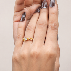 Golden Chain Link Solitaire Ring