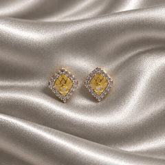 Golden Rhombus CZ Frame Studs